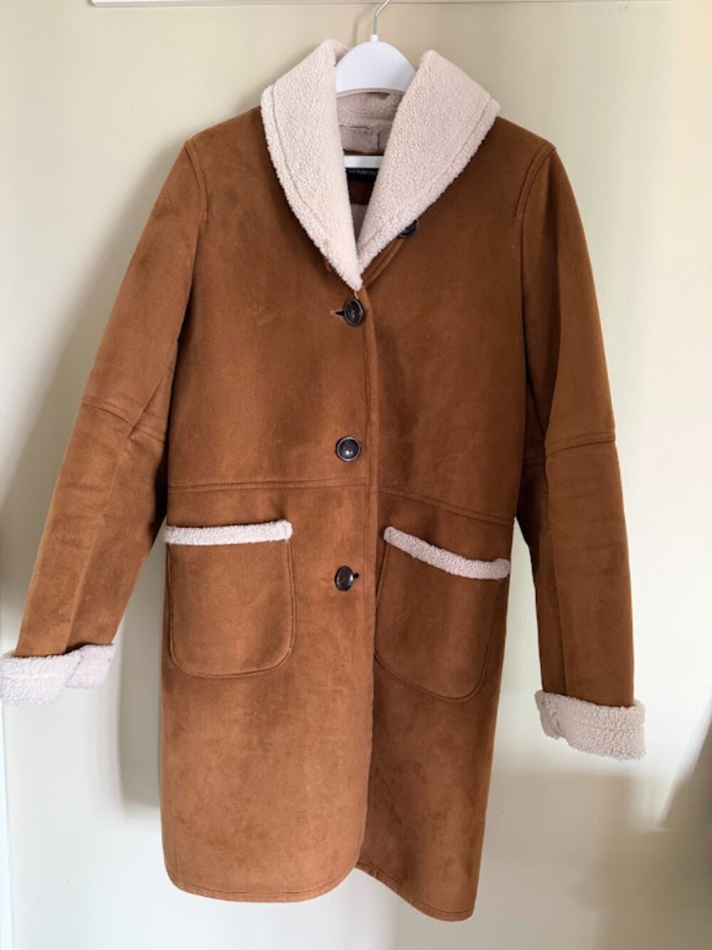 Lands End Women's Brown Fleece Lined Coat - Size Medium